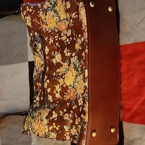 Patricia Nash Brown Floral Leather Boho Tote Bag